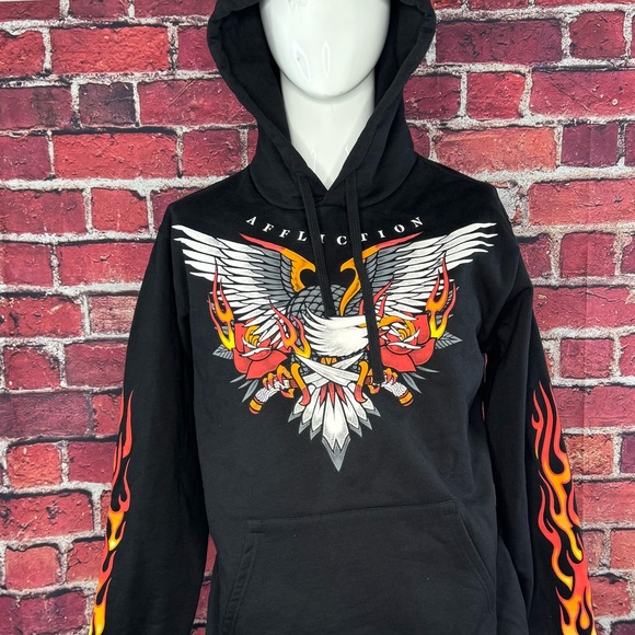 Affliction Black Label Men's Eagle Graphic Hoodie - Black - Size: XL - NWOT - Picture 4 of 10